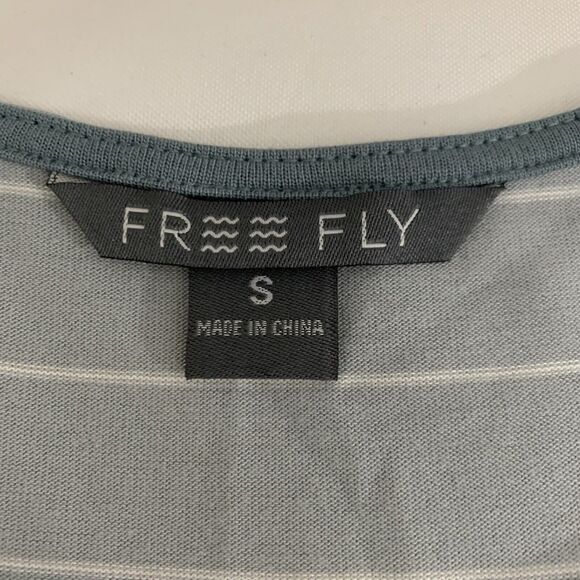 Free Fly Dockside Dress S Gray Stripe Bamboo Short Sleeve T-Shirt Nautical UPF - Picture 4 of 8